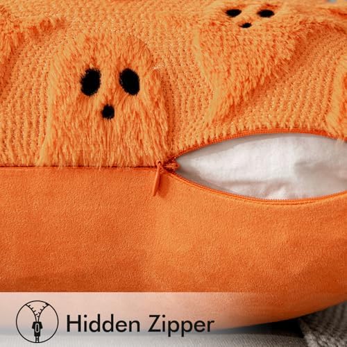 MIULEE Orange Halloween Pillow Covers Cute Ghost Fall Decor 20x20