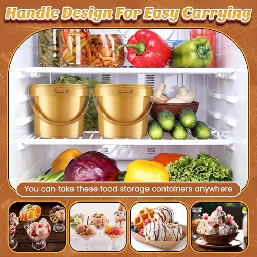 Funnymoom 20 Pack 48 oz Gold Buckets with Lids and Handles