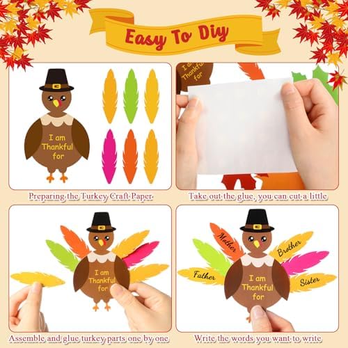 BBTO 36 Sets Thanksgiving Turkey Craft Kit Fall Craft, Novel Style