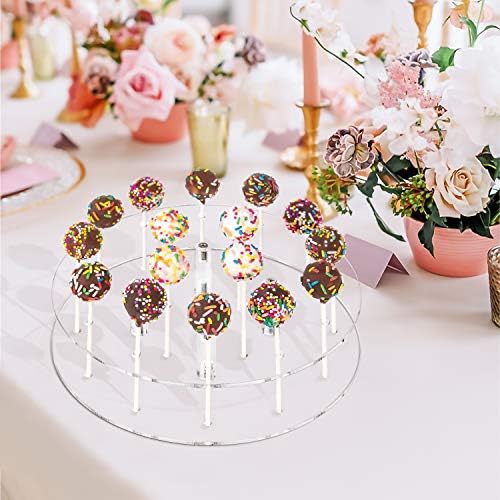 YestBuy Cake Pop Display Stand, 16 Hole Cake Pop Holder , Lollipop Holder for Weddings, Birthday Parties, Anniversaries Gift, Candy Decorative (Clear)