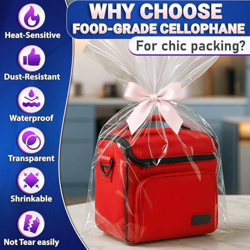 5 Pcs Shrink Wrap Bags for Gift Baskets, 32x40 in, Dust Cover