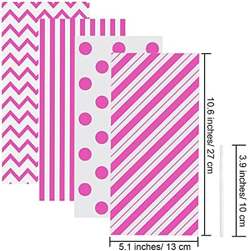 Aneco Pink Cellophane Bags 100 Pack 10.6 x 5.1 Inch