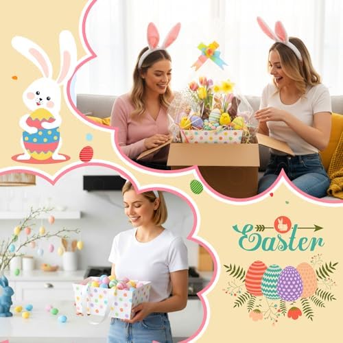 Moinchore 12 Set Pastel Dot Basket for Gifts Empty 9.8x6.5''