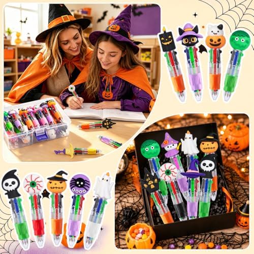 24PCS Halloween Fun Mini Multicolor Pens 4-in-1 for Party Favors Gift