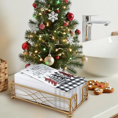 100 PCS Merry Christmas Tree Disposable Paper Napkins, Xmas Bathroom