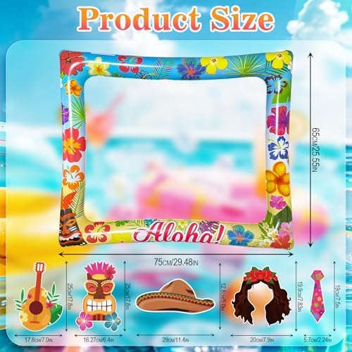 Hawaiian Photo Booth Props & Inflatable Frame, 31Pcs