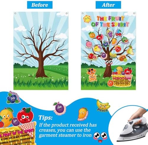Cinrobiye Fruit of The Spirit Felt Bulletin Board Make Your Own Fruit of the Spirit Tree Crafts DIY Christian Bible Scene Set for Church VBS Sunday School Classroom Activities