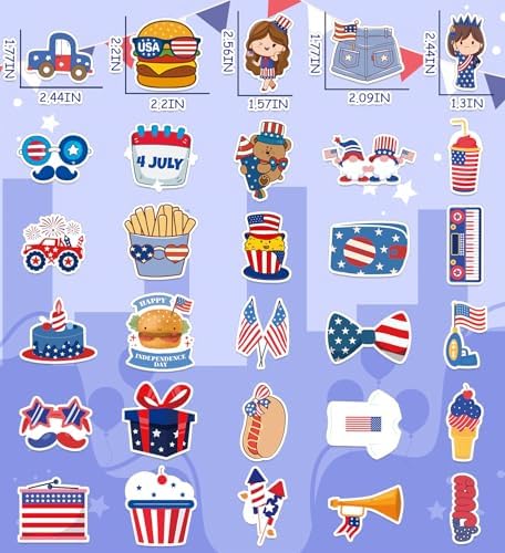 HSHFAMIIY 4th of July Stickers - 4th of July Outfits for Women, 100Pcs Patriotic Stickers - Memorial Day Scrapbooking, 4th of July Accessories Decorations Gifts Crafts Activities Party Favors for Kids