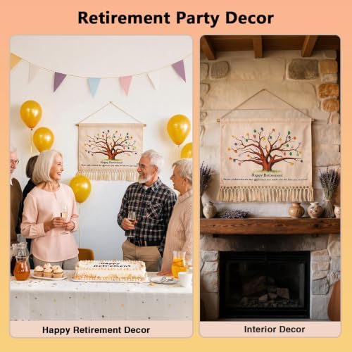 23.6x15.7in Retirement Fingerprint Tree Canvas Guestbook,Retirement Gifts