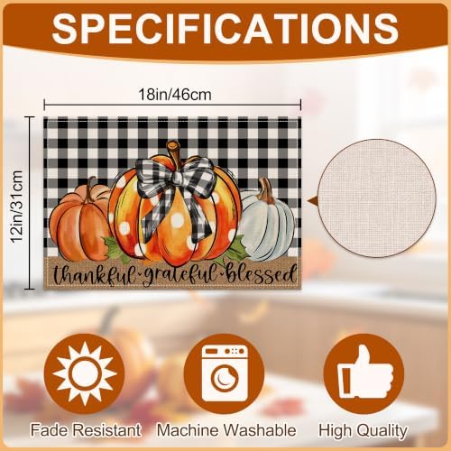 Place Mats Set of 4 12x18 inch (Buffalo Pumpkin, 12"x18")