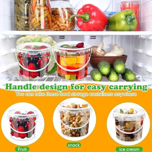 Funnymoom 50 Pack 48 oz Clear Buckets with Lids and Handles