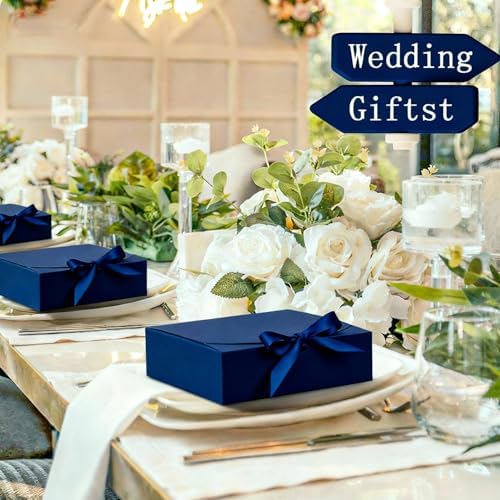 10pack Gift Boxes with Lids, Blue Gift Boxes for Presents with Ribbons