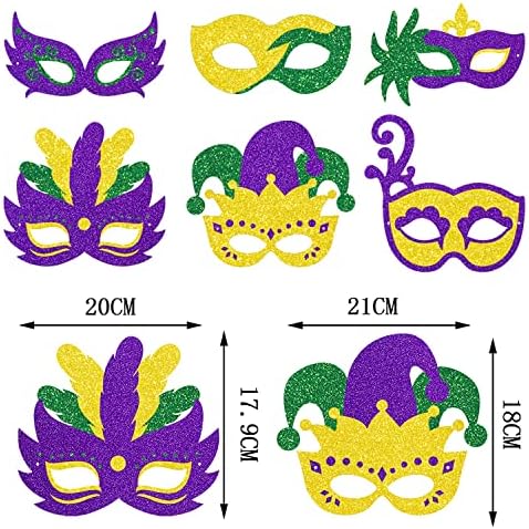 YVAINE 12 Pieces Mardi Gras Masks Carnival Masquerade Party Decorations New Orleans Masks for Mardi Gras Party Photo Booth Prop