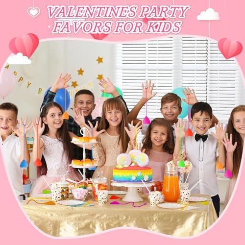 Valentines Sticky Hands Bulk 48 PCS Heart Valentines Party Favors for Kids