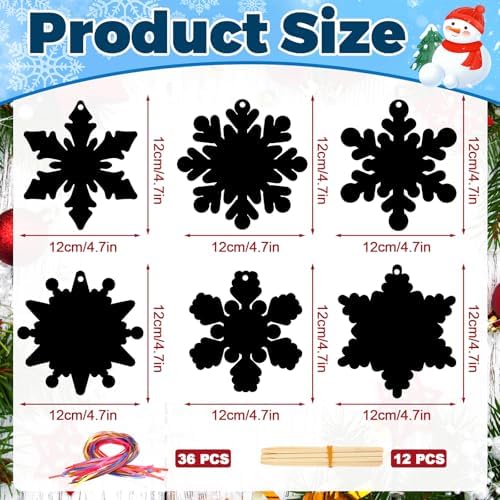 JULMELON 36Pcs Christmas Winter Crafts for Kids, Snowflake Scratch Art Gift