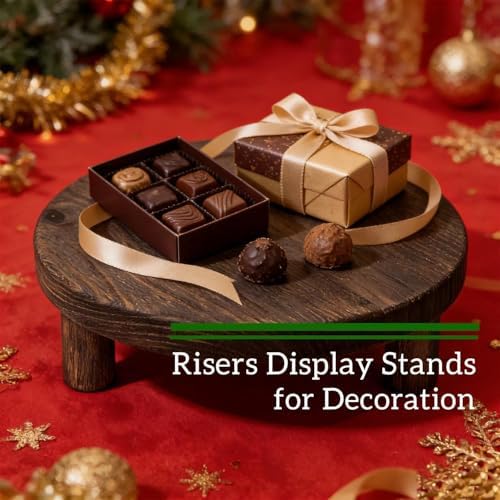 6"/8"/10" 3pcs Unfinished Rustic Wood Stands - Wooden Round Riser - Plant Risers Stand for Decor Display