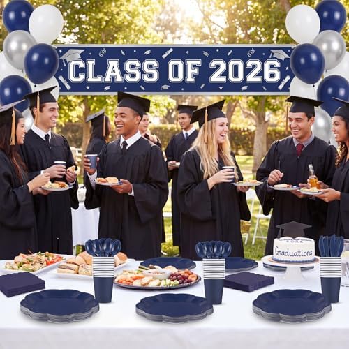 350 Pcs Navy Blue Plates and Napkins Blue Party Supplies Serve 50 Guest