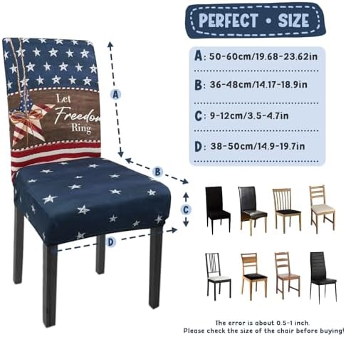 4th of July Chair Covers Set of 4 Flag Butterfly Stars Parsons Slipcovers