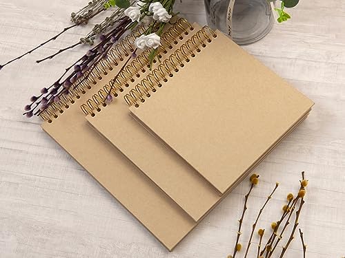 potricher 10 x 10 Inch DIY Scrapbook Photo Album 80 Pages, Yellow