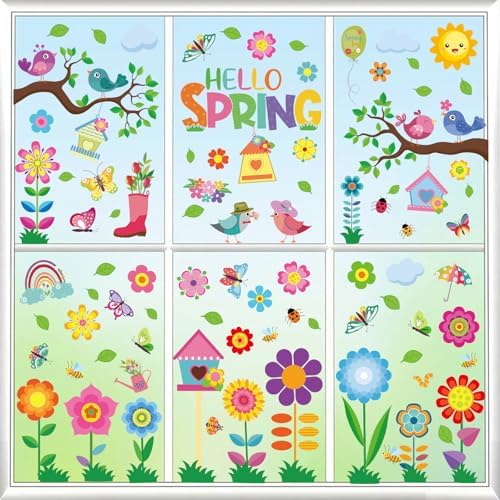 Spring Window Clings for Glass Windows Kids Summer Window Stickers Decor