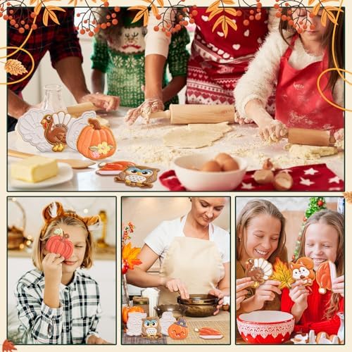 Thanksgiving Cookie Cutter Set of 4 Pumpkin Oak Leaf Turkey Baking 3.5" Cutter Molds Gifts Decorative Kitchen Cake Supplies