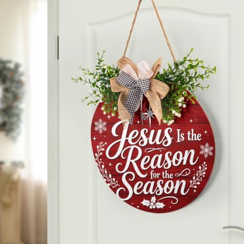 Harooni Religious Christmas Door Sign for House 12x12 inch