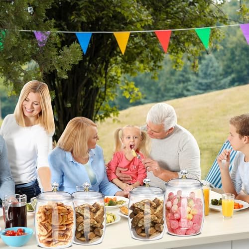 6 Pcs Plastic Candy Jars with Lid, 64 oz