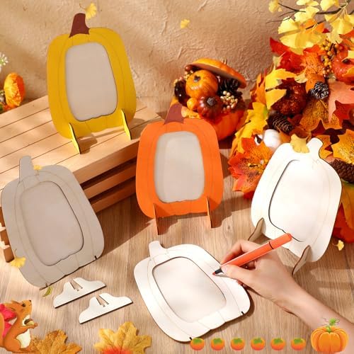 Geelin 12 Pack Wooden Pumpkin Photo Frames Novelty, Fall Thanksgiving DIY