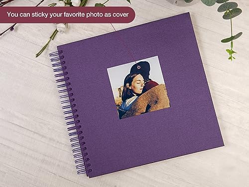 potricher 12 x 12 Inch Large DIY Scrapbook Photo Album 80 Pages, Purple