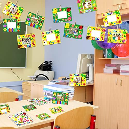 chiazllta 30 Packs Picture Frame Crafts DIY Stickers Flower Butterfly Spring Summer Craft Kits for Kids Bulk Art Craft Party Favors Home Back to School Classroom Activities Bulletin Board Decorations