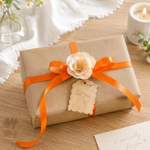 3/8In 30Yards Orange Thin Ribbon for Gift Wrapping Halloween Thanksgiving