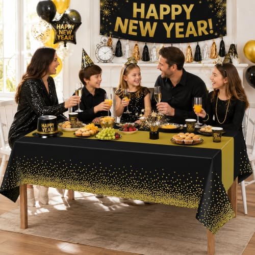 OHOME New Years Decorations 2027-3 Pack Disposable Plastic Tablecloths