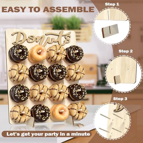 Wood Donut Wall Display Stand Holds 16 Donuts, 1 Pack Natural