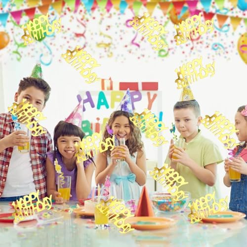 Happy Birthday Gold Confetti for Table - Party Decoration Supplies, Perfect for Sprinkling Scatter and Table Decorations