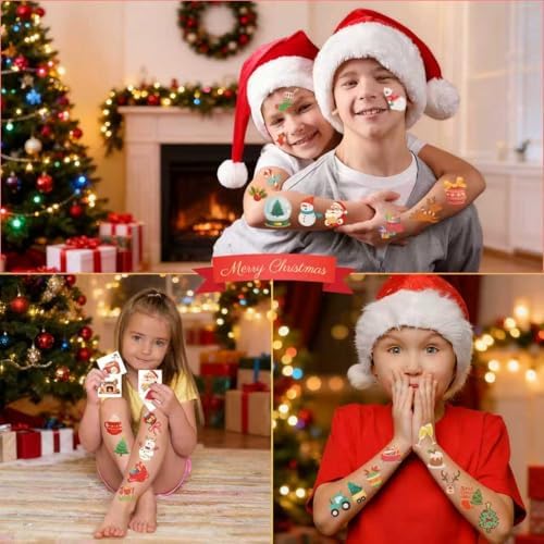 Stocking Stuffers - 160 PCS Christmas Tattoos for Boys Girls | Kids Games Crafts Party Favors Decorations for Grandkids- Christmas Sweaters Dress Shirts Outfit for Women Adults