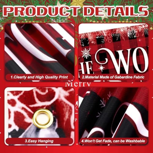 Remagr 3 Pcs Christmas Nativity Banner 98 x 18 Inch Party Decorations Outdoor Yard Sign Backdrop, Red Buffalo Plaid Jesus Birth Wall Decor for Christian Xmas Celebration Lawn Garden(Jesus)