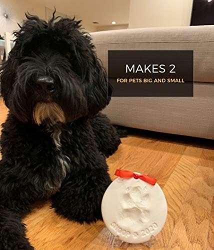 Ultimate Pawprint Keepsake Kit (Makes 2) - Paw Print Christmas Ornament w/ Bonus Personalization Tool & Display Stands! For Dogs, Cats & Pets. Non-toxic. Clay Air-Dries Soft, Light & Uncrackable.