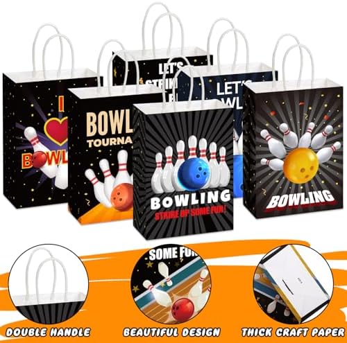 Kolldenn 48 Pcs Bowling Party Favor Bags with Handles, Bowling Goodie Bag