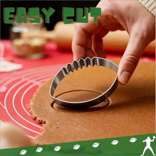 Football Cookie Cutter, Stainless Steel Oval with Lace Detail