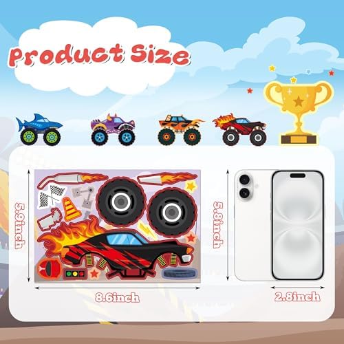 Monster Car Stickers - 48 Sheets Monster Truck Party Favors
