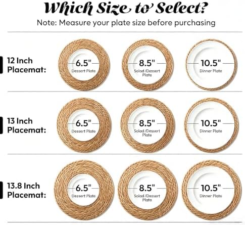 13.8" Round Woven Placemats, Plate Chargers for Dining Table