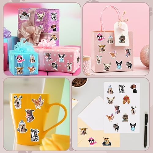 H1vojoxo Funny Dog Stickers Rolls - 1000PCS Cute Dog Stickers for Kids 16 Designs Waterproof Dogs Stickers for Water Bottles Dog Lovers Laptop Scrapbook Crafts Envelopes Gifts Cute Animal Stickers