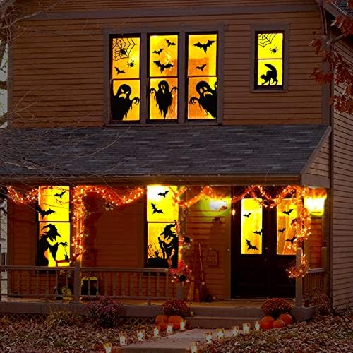 Large Halloween Window Clings Decorations - Silhouette Decorations With Scary Witch Stickers for Windows