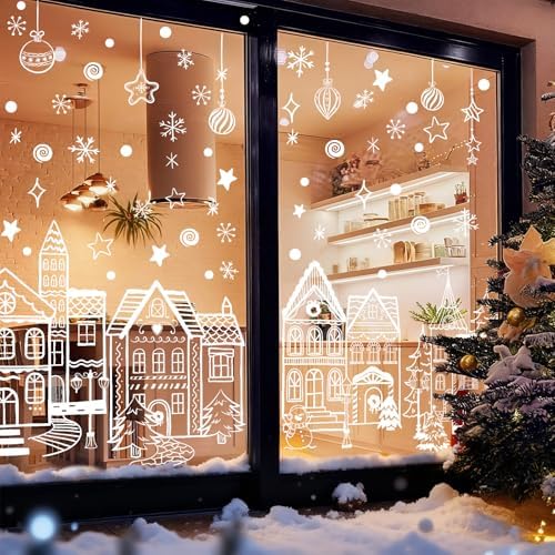 Large Christmas Window Clings White House Window Clings for Glass Windows White Snowflake Window Stickers