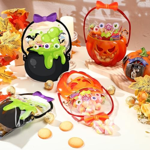 Fuutreo 36 Pcs Halloween Treat Bags with Handle, Pumpkin Witch Cauldron