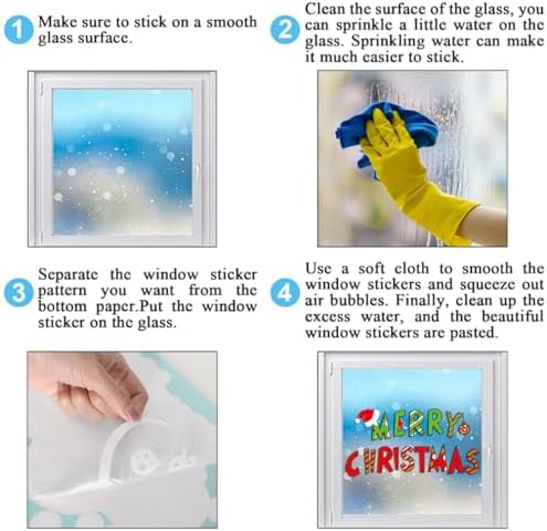 JarThenaAMCS Christmas Window Clings Decorations Extra Large Double-Sided Reusable Decals Rustic Curved Christmas Tree Arrow Yard Sign Stickers for Xmas Winter Home Office Party Glass Decor, 6 Sheets