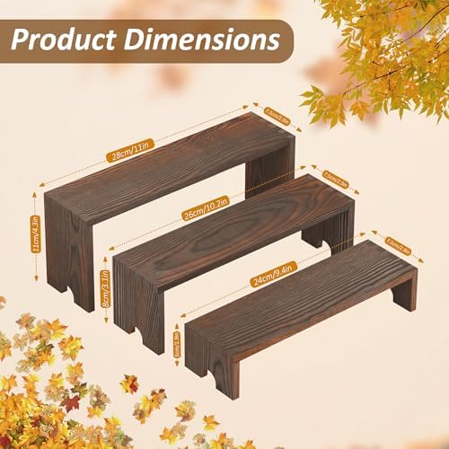 2 Set Wooden Cupcake Stand for Decor, 3 Tiered Display Risers