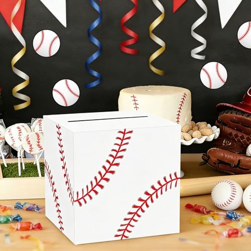 Hxezoc Baseball Card Box Sports Party Favors Post Box Cardboard Receiving Money Holder for Baseball Theme Wedding Reception, Baby Showers, Anniversary, Birthday Party, Table Centerpiece Decorations