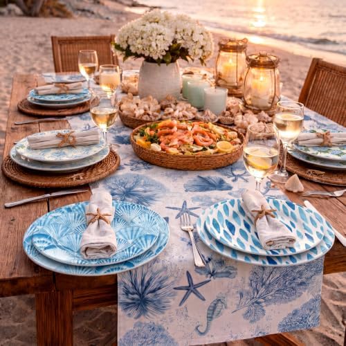 Tenceur 48 Pack 24 Style Blue Coastal Decoupage Napkins for Crafts, 13 inch