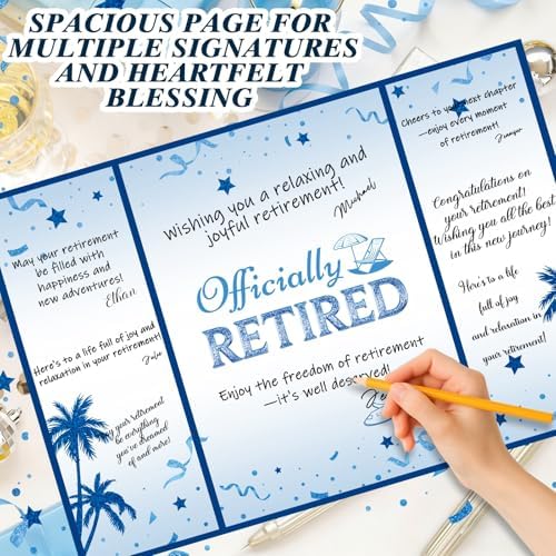 Retirement Guest Book Alternative Signing Board Card, Blue, 18 X 12 In
